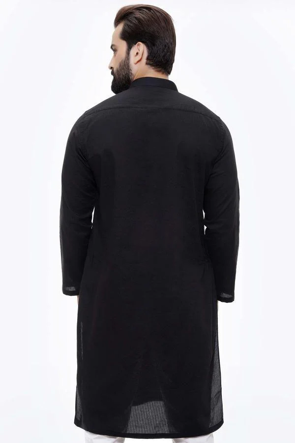 KURTA BAN COLLAR BLACK - Image 2