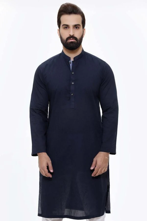 KURTA BAN COLLAR NAVY