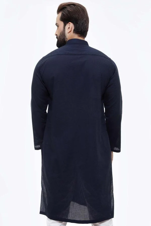 KURTA BAN COLLAR NAVY - Image 2