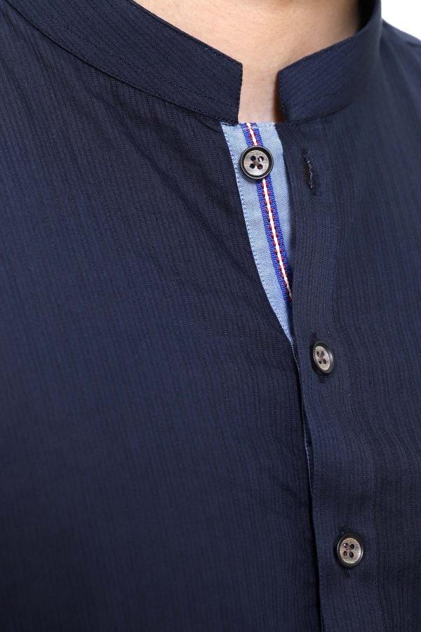 KURTA BAN COLLAR NAVY - Image 3