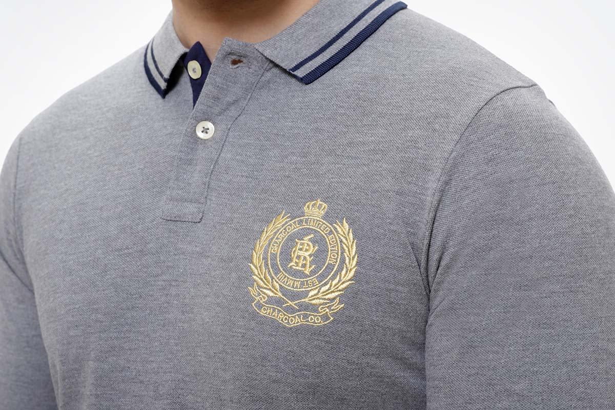T SHIRT TIPPING COLLAR  FULL SLEEVE GREY - Image 3