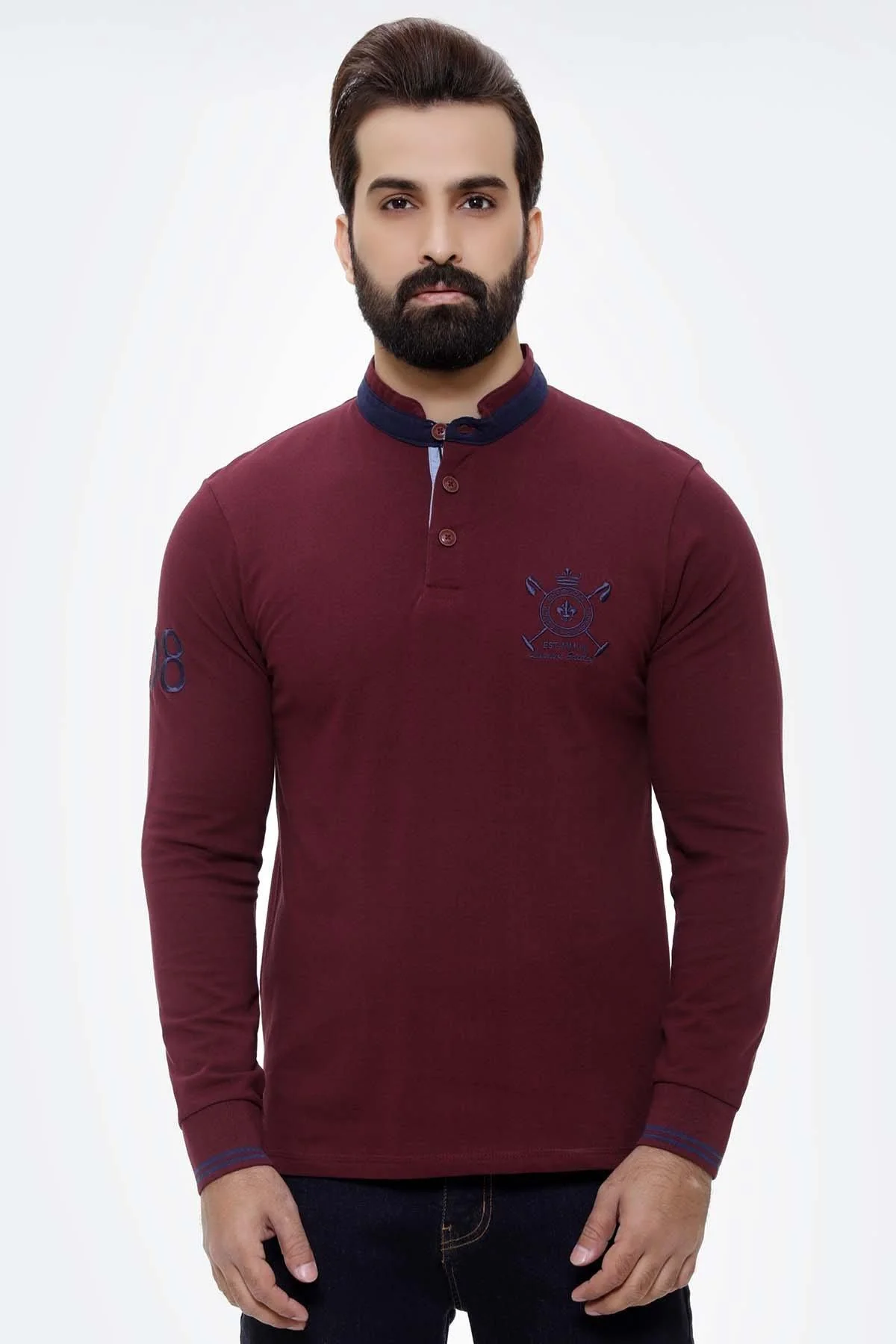 T SHIRT DOUBLE BAN FULL SLEEVE MAROON