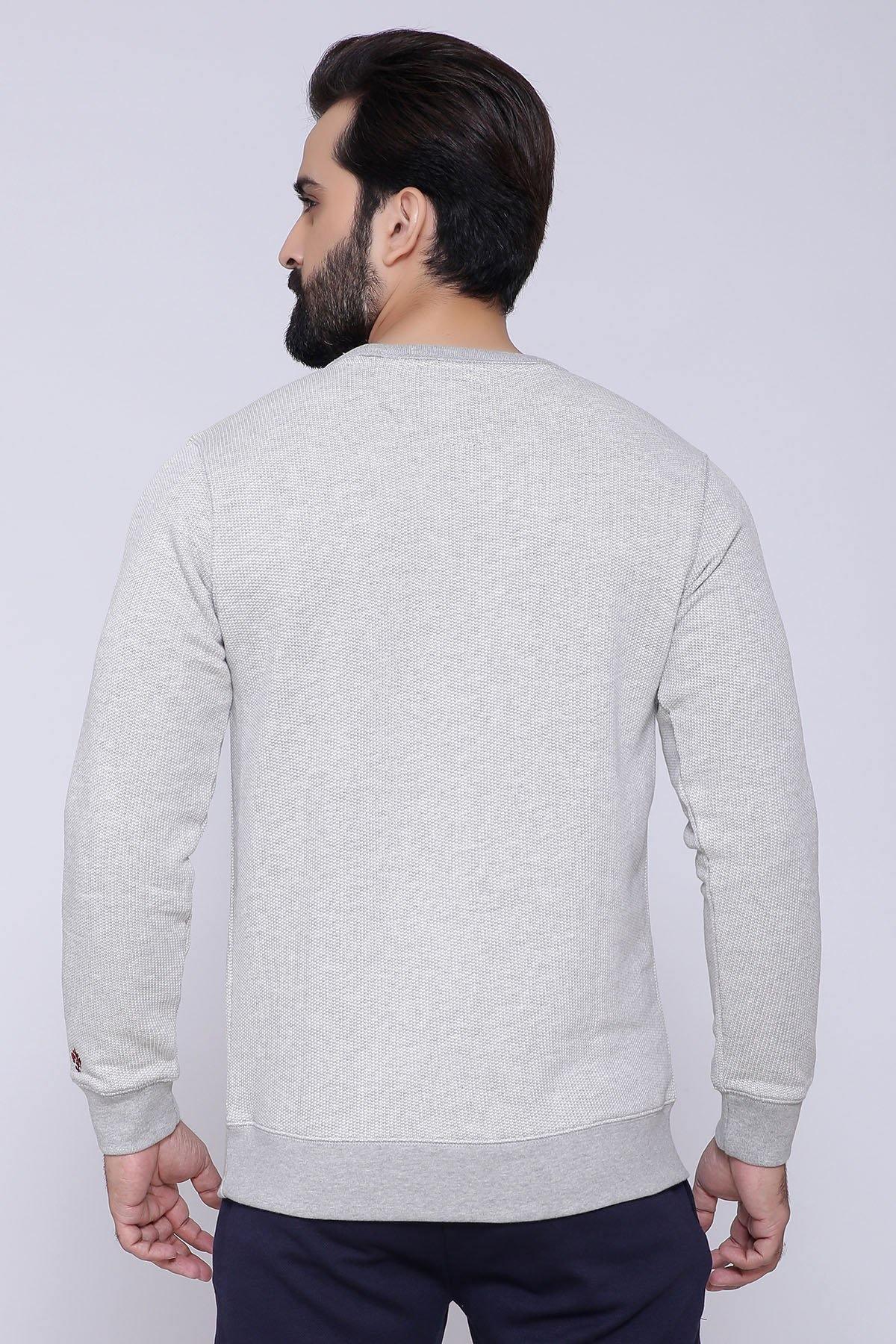 KNITE SWEAT SHIRTS ROUND NECK CROSS STITCH GREY - Image 2