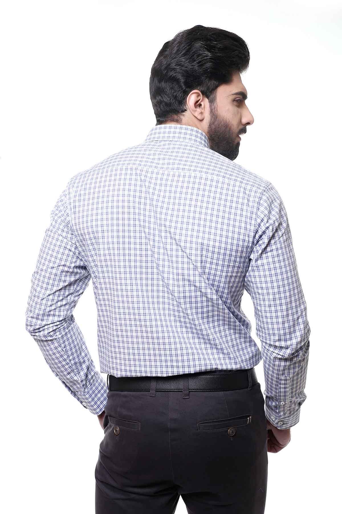 SEMI FORMAL SHIRTS BUTTON DOWN FULL SLEEVE BLUE WHITE LINE - Image 3