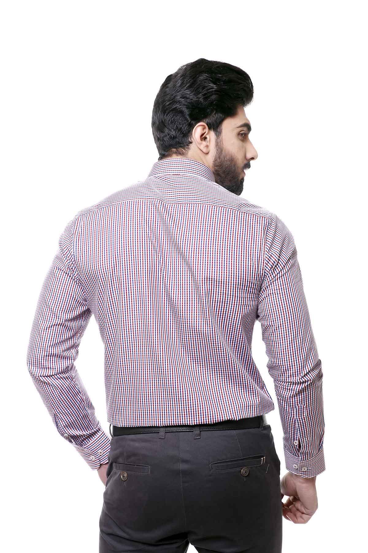 SEMI FORMAL SHIRTS BUTTON DOWN FULL SLEEVE RED NAVY - Image 3