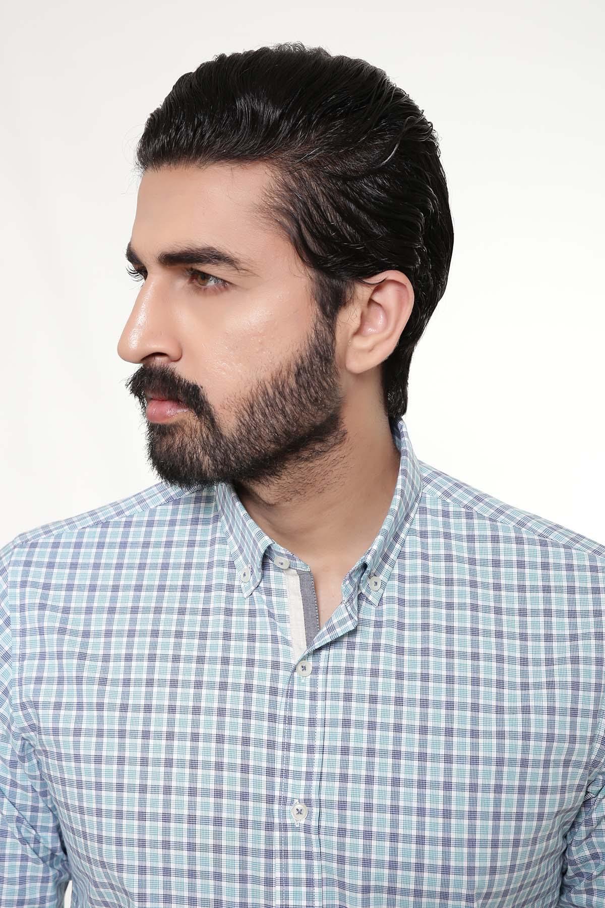 SEMI FORMAL SHIRTS BUTTON DOWN FULL SLEEVE GREEN NAVY - Image 3