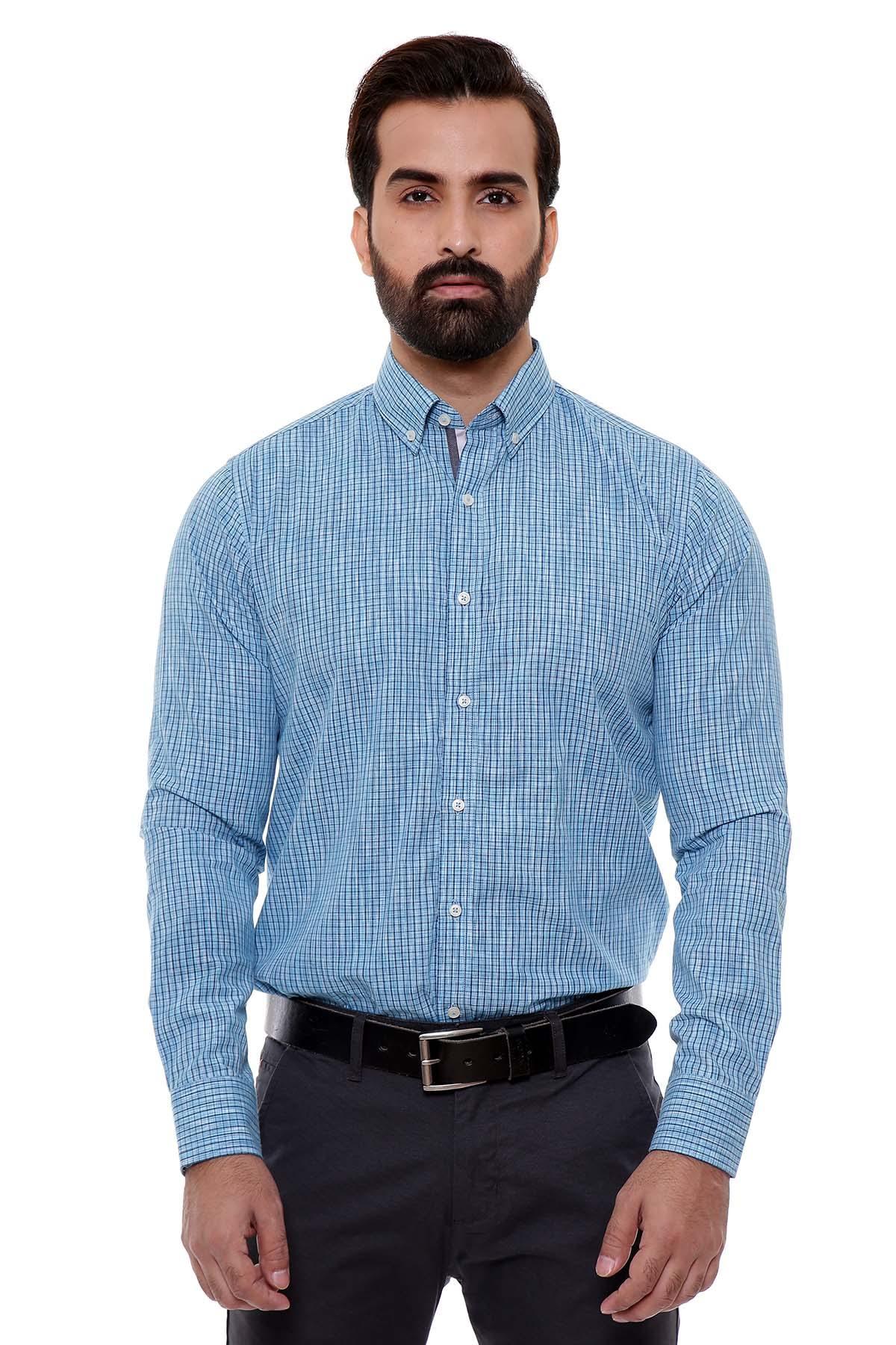 SEMI FORMAL SHIRTS BUTTON DOWN FULL SLEEVE FEROZI CHECK
