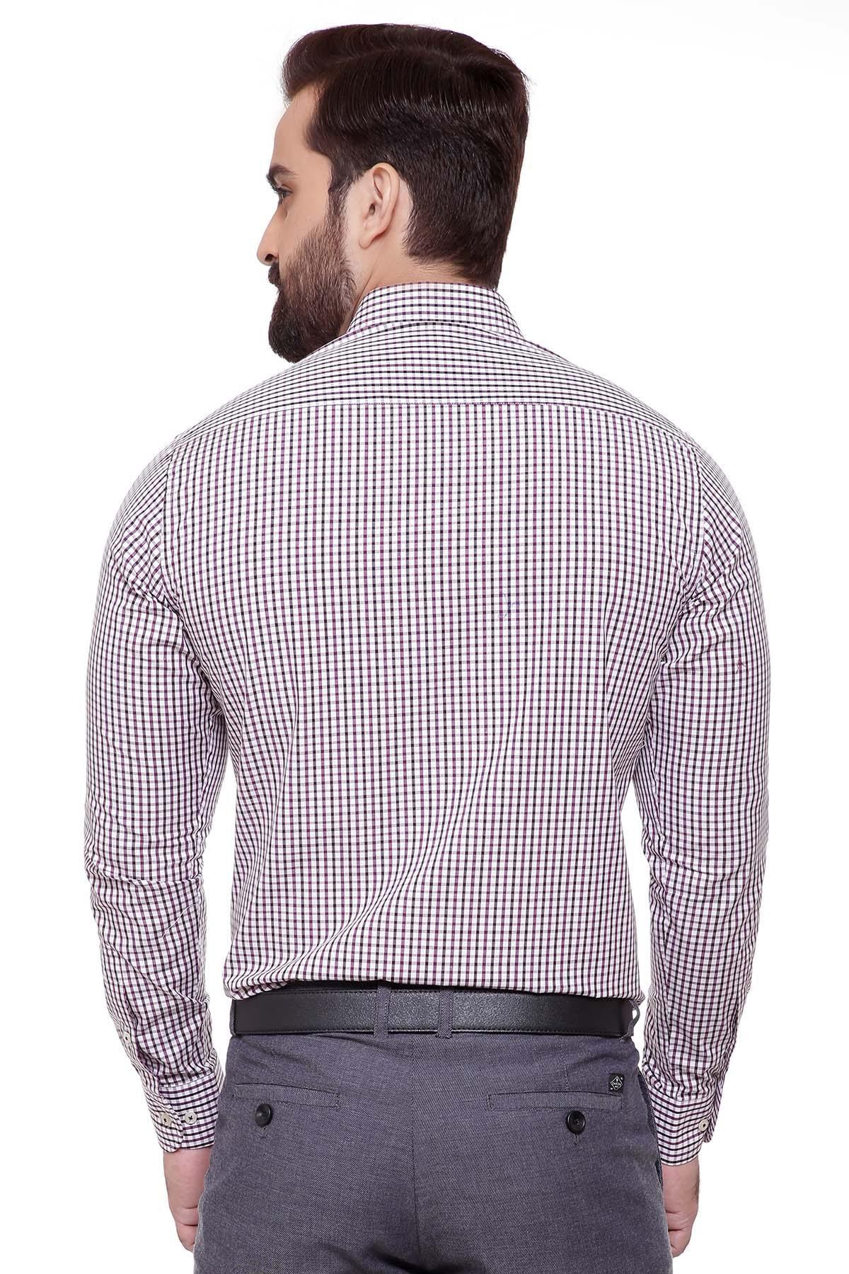 SEMI FORMAL SHIRTS BUTTON DOWN FULL SLEEVE MAHROON BLACK - Image 2