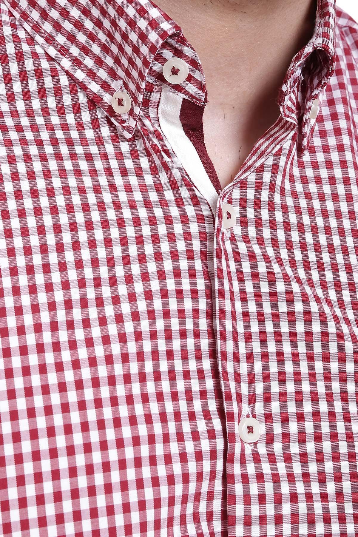 SEMI FORMAL SHIRTS BUTTON DOWN FULL SLEEVE MAROON - Image 3