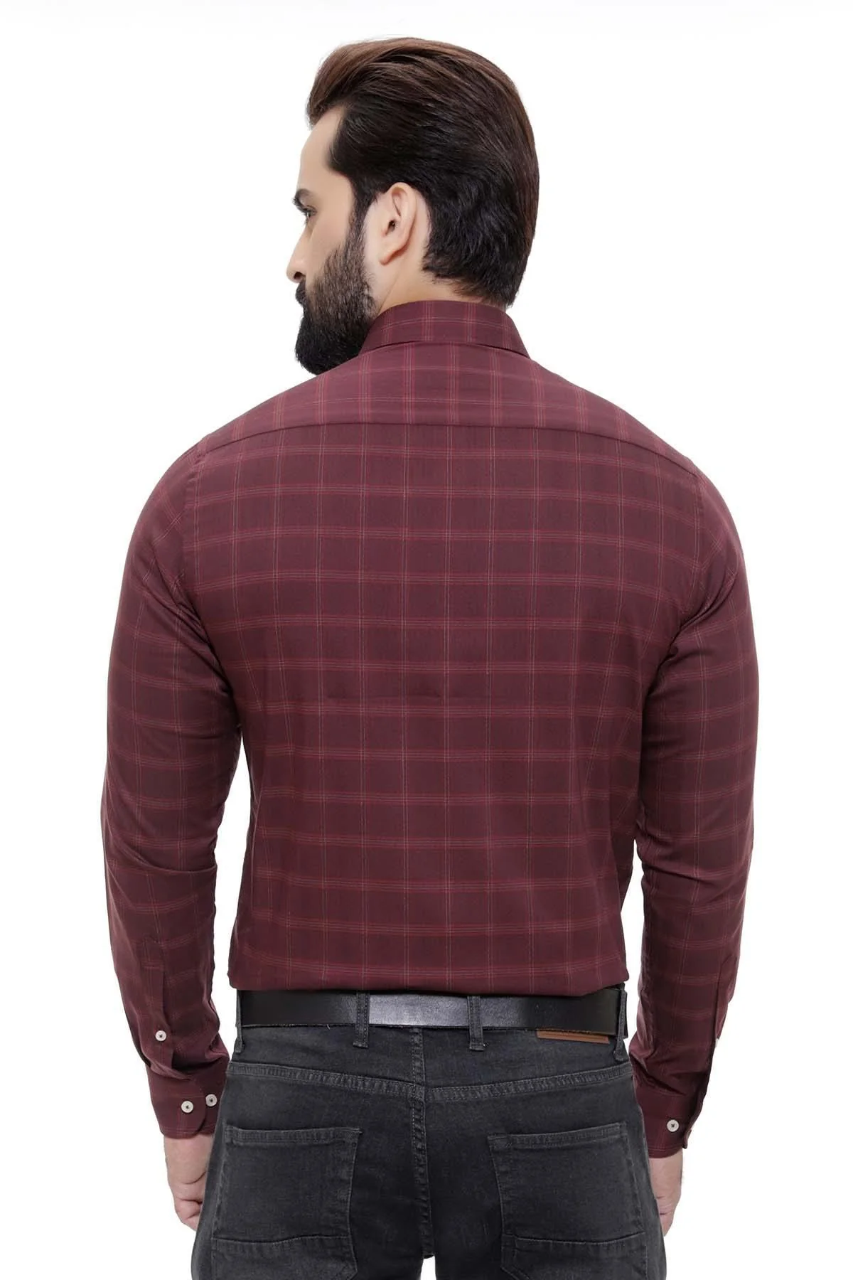 SEMI FORMAL SHIRTS BUTTON DOWN FULL SLEEVE MAROON - Image 2