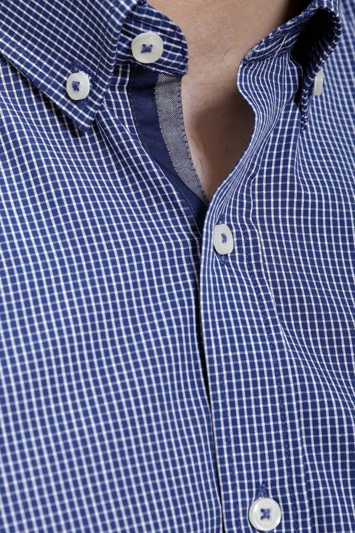 SEMI FORMAL SHIRTS BUTTON DOWN FULL SLEEVE NAVY BLUE - Image 3