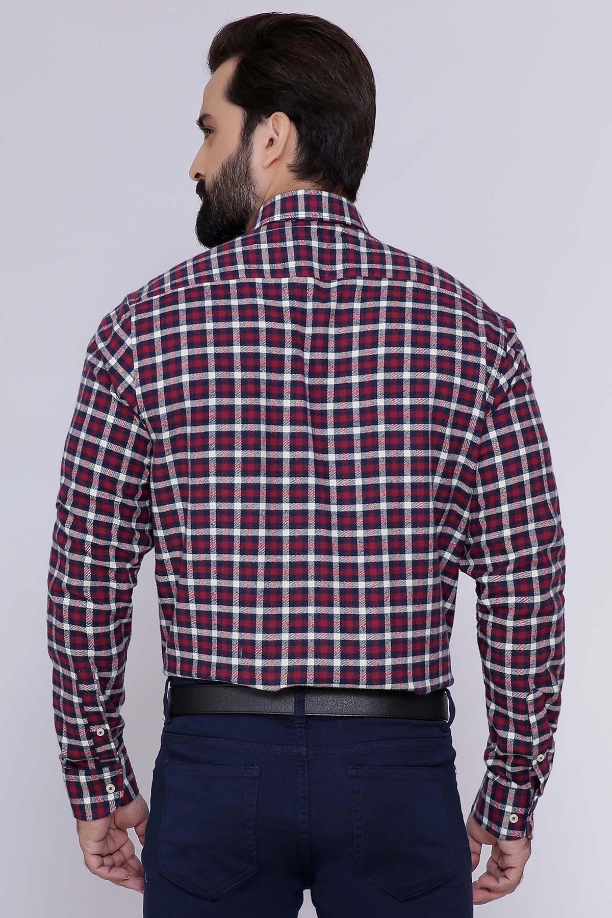 SEMI FORMAL SHIRTS BUTTON DOWN WINTER FULL SLEEVE MAROON NAVY - Image 2