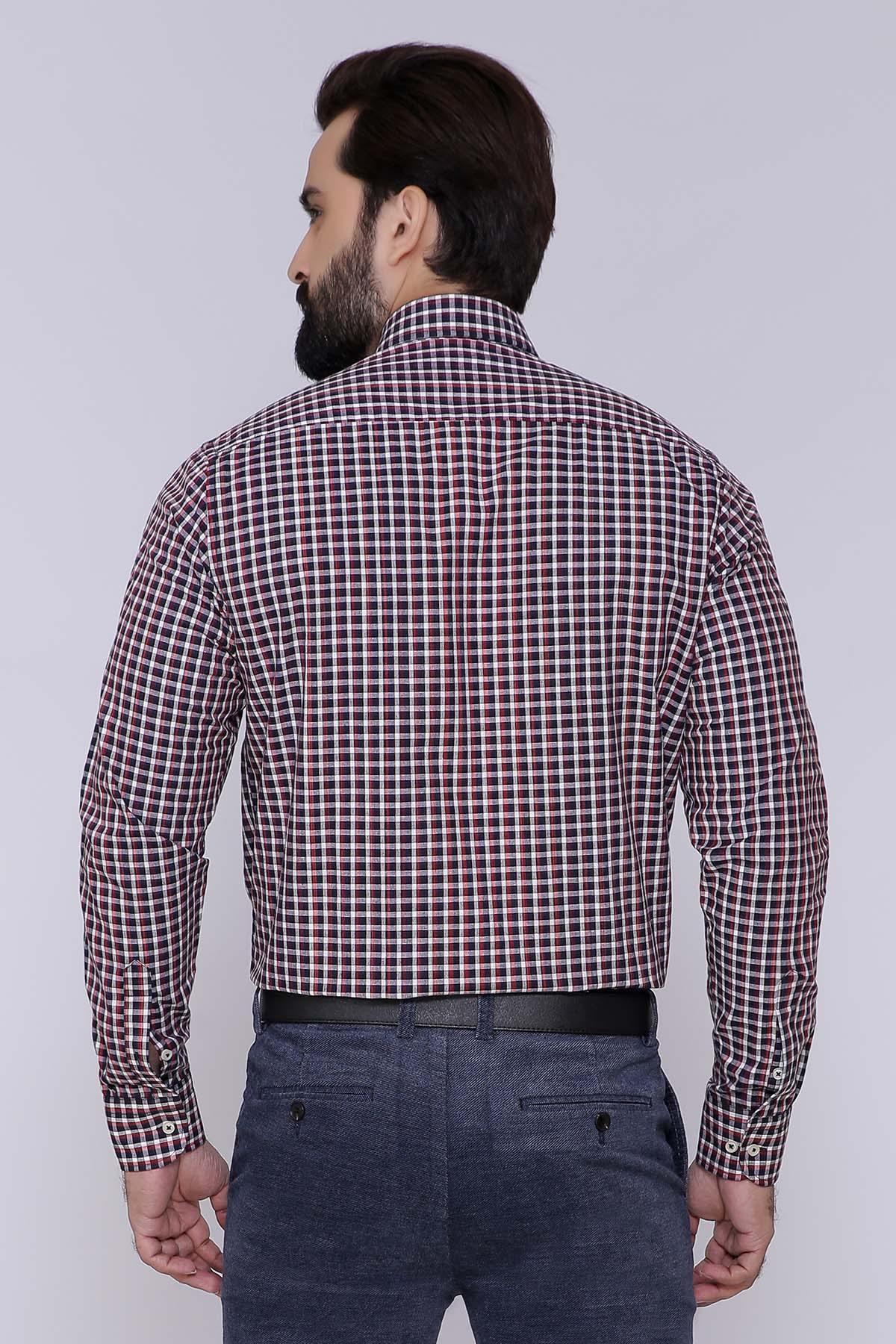SEMI FORMAL SHIRTS BUTTON DOWN FULL WINTER SLEEVE MAROON NAVY - Image 2