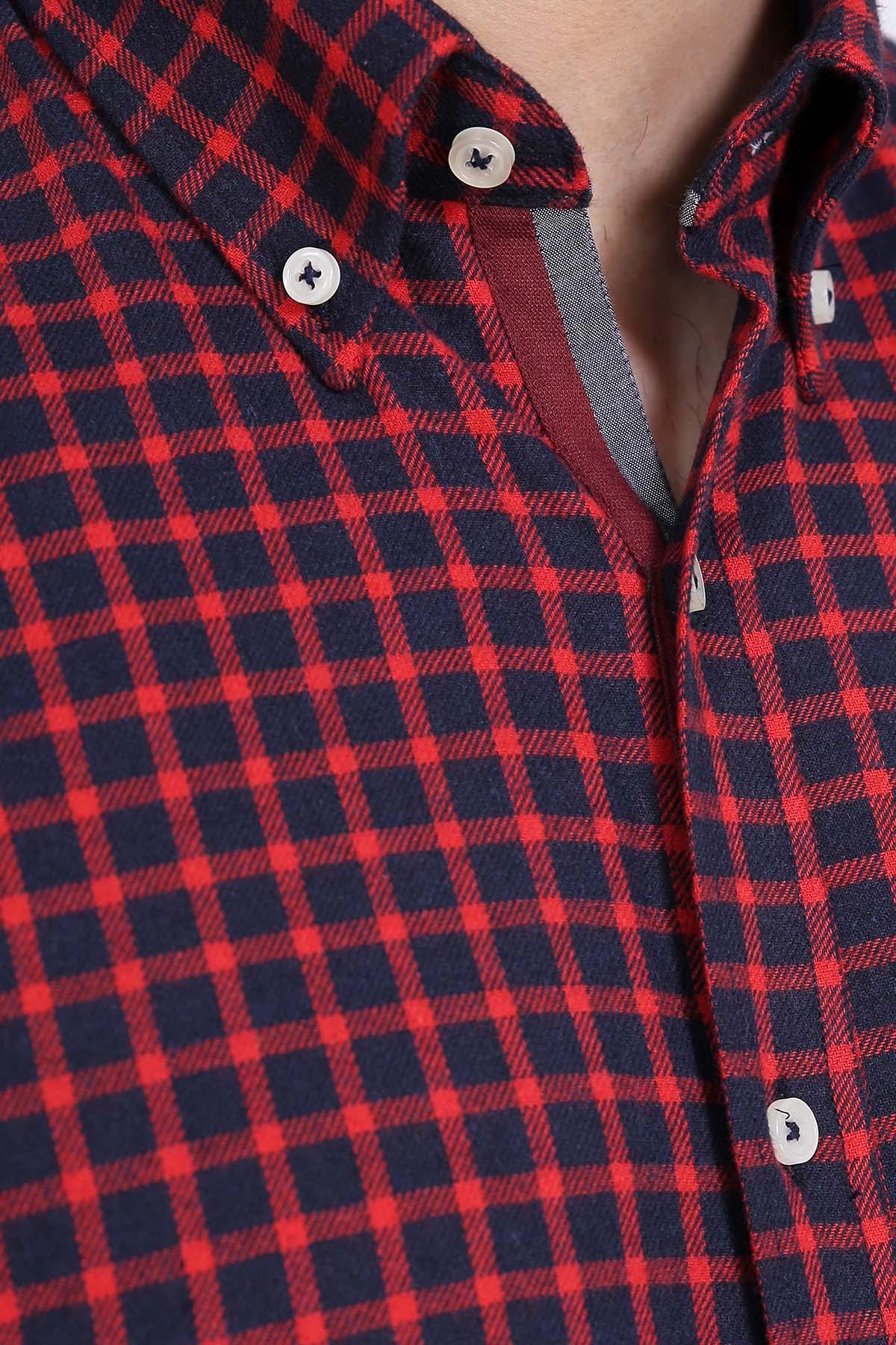 SEMI FORMAL SHIRTS BUTTON DOWN WINTER FULL SLEEVE RED NAVY - Image 3