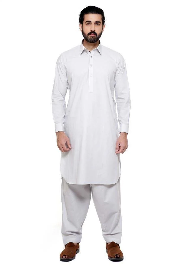 Shalwar Kameez with Collar Grey