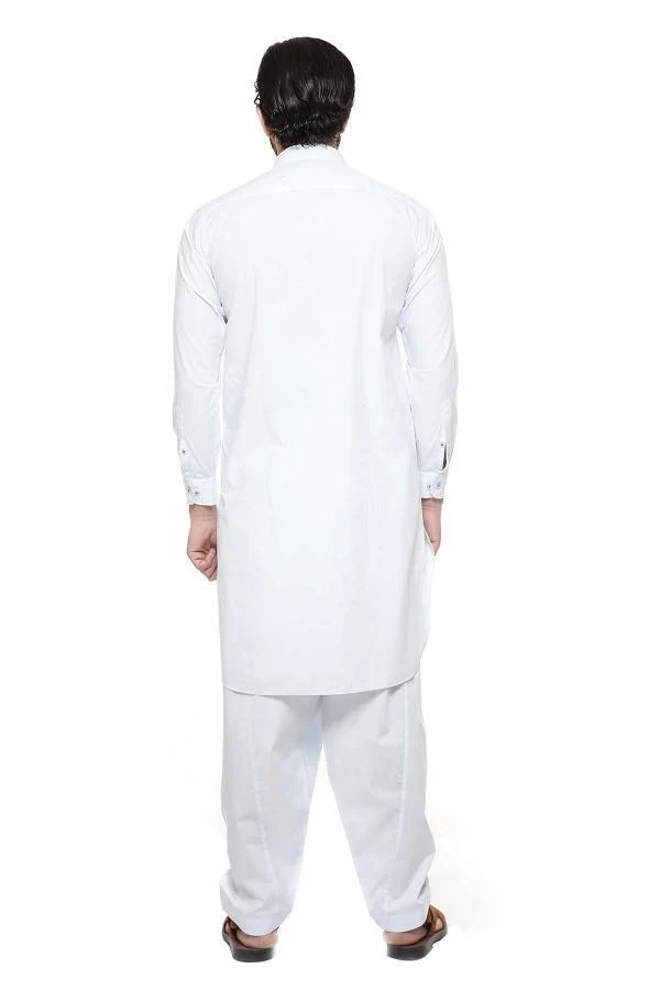 Shalwar Kameez with Collar Light Grey - Image 2