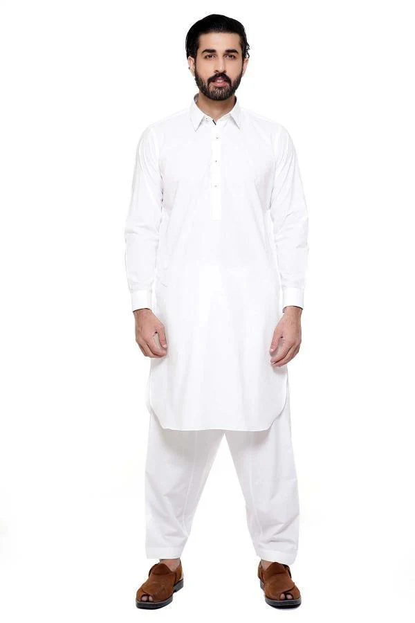 Shalwar Kameez with Collar White