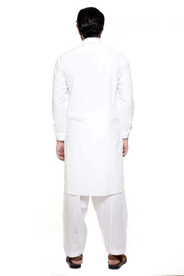 Shalwar Kameez with Collar White - Image 2