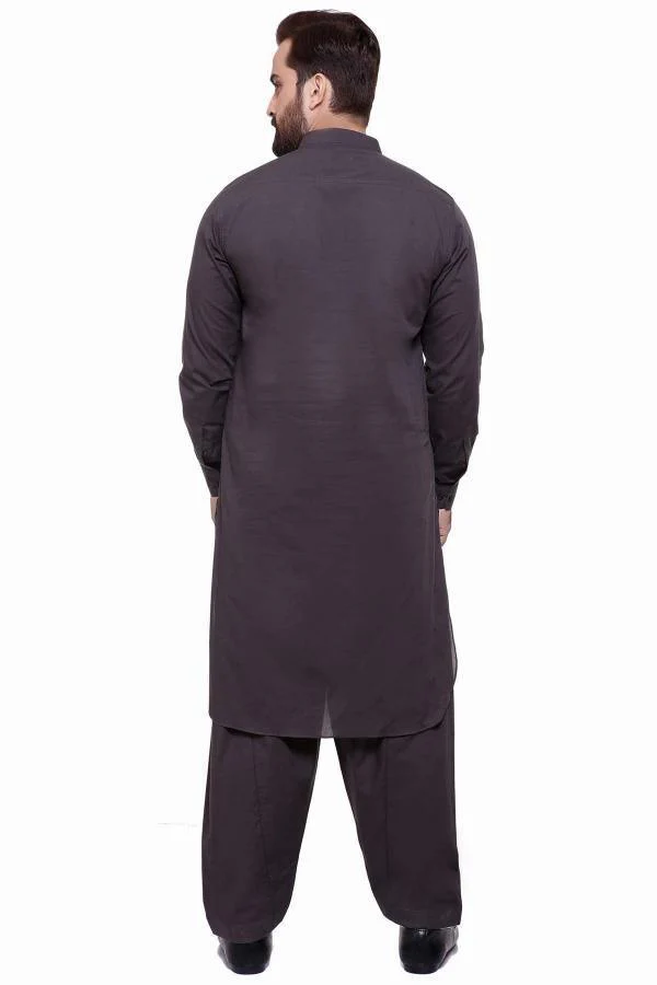 SHALWAR KAMEEZ BAN COLLAR CARAMEL BROWN - Image 2