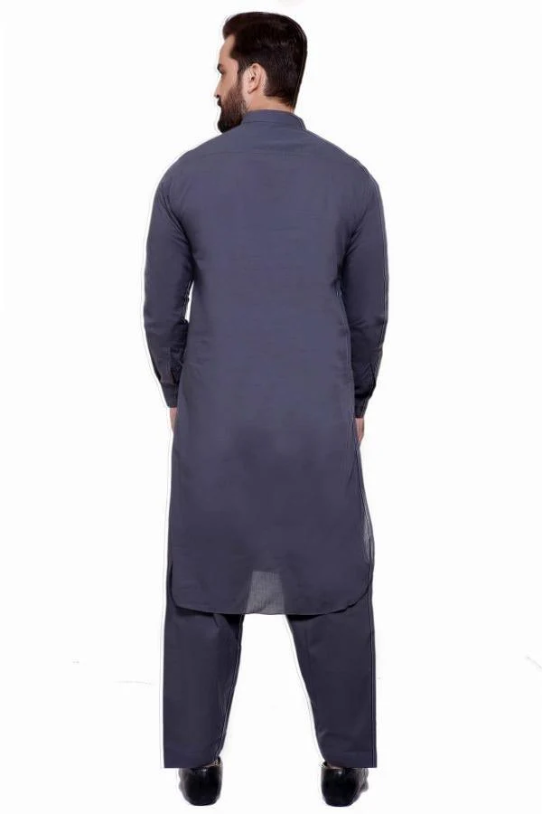 SHALWAR KAMEEZ BAN COLLAR DARK GREY - Image 2