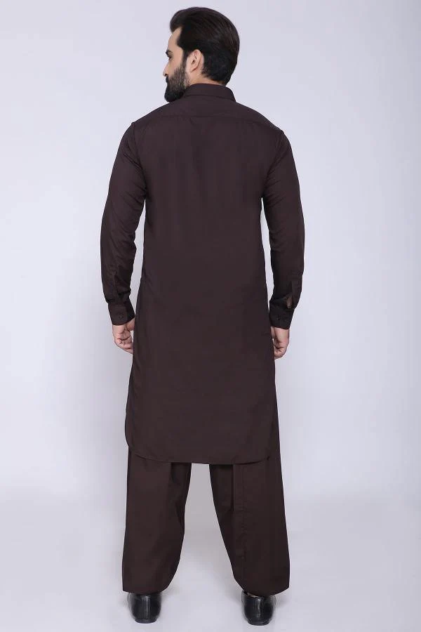 SHALWAR KAMEEZ WITH COLLAR BROWN - Image 2