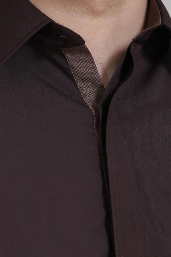 SHALWAR KAMEEZ WITH COLLAR BROWN - Image 3