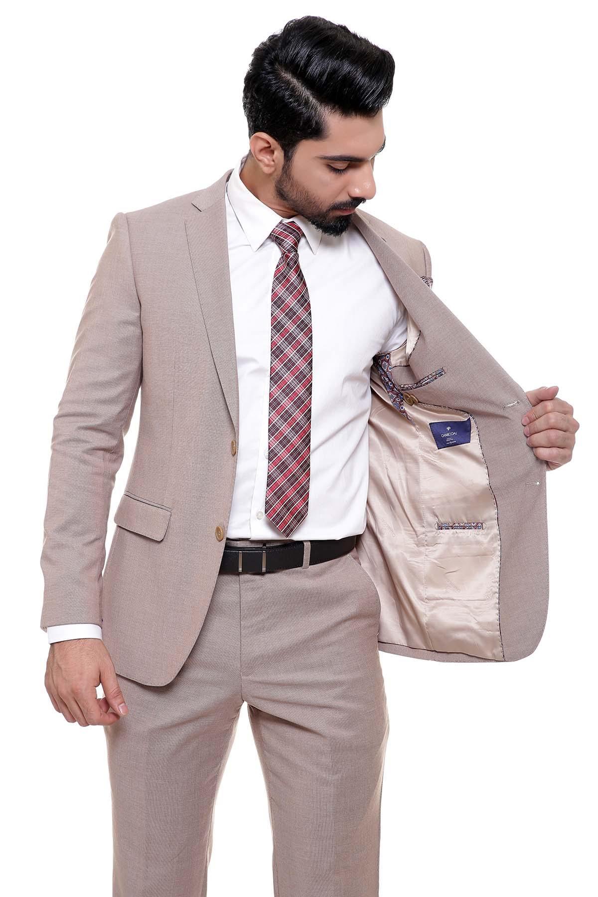 2 PIECE SUIT LIGHT BROWN - Image 3