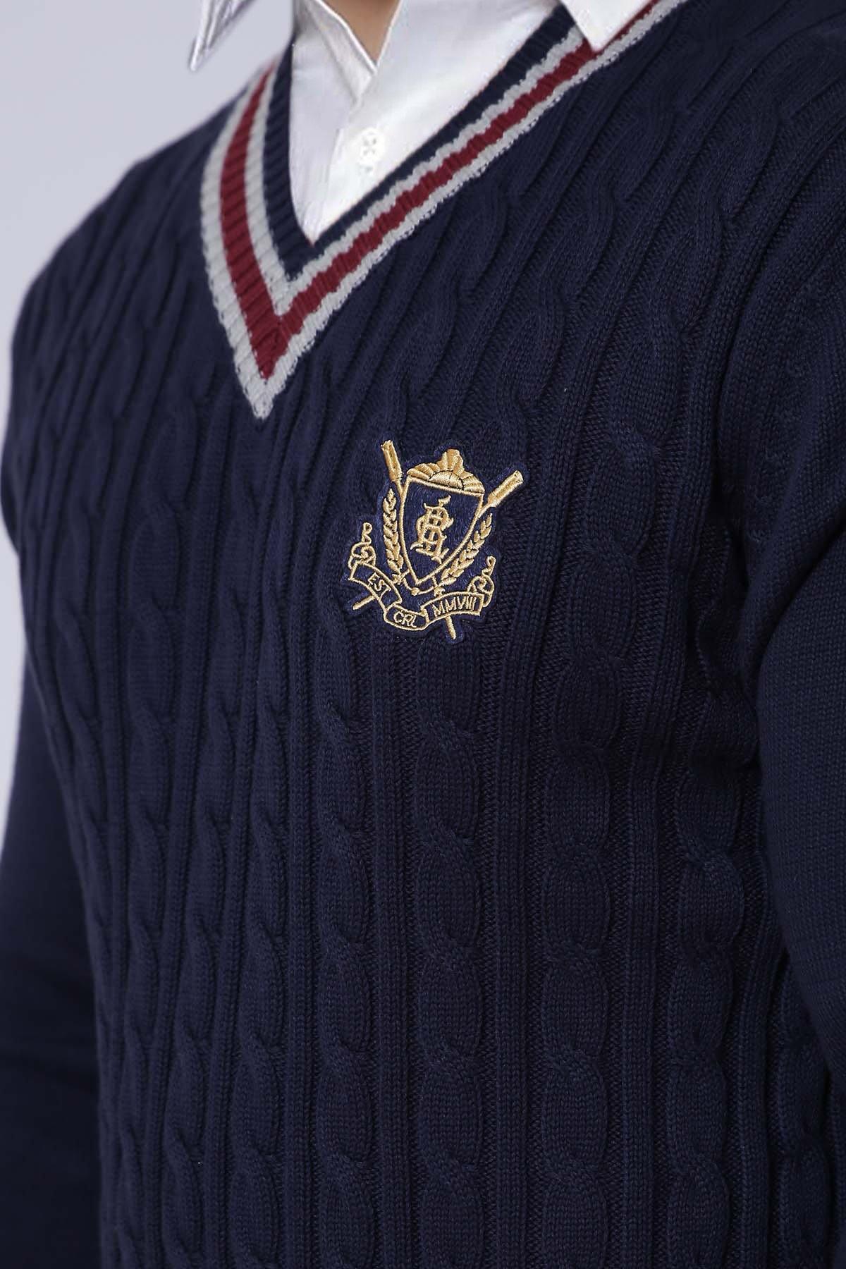 SWEATER V NECK FULL SLEEVE NAVY - Image 3