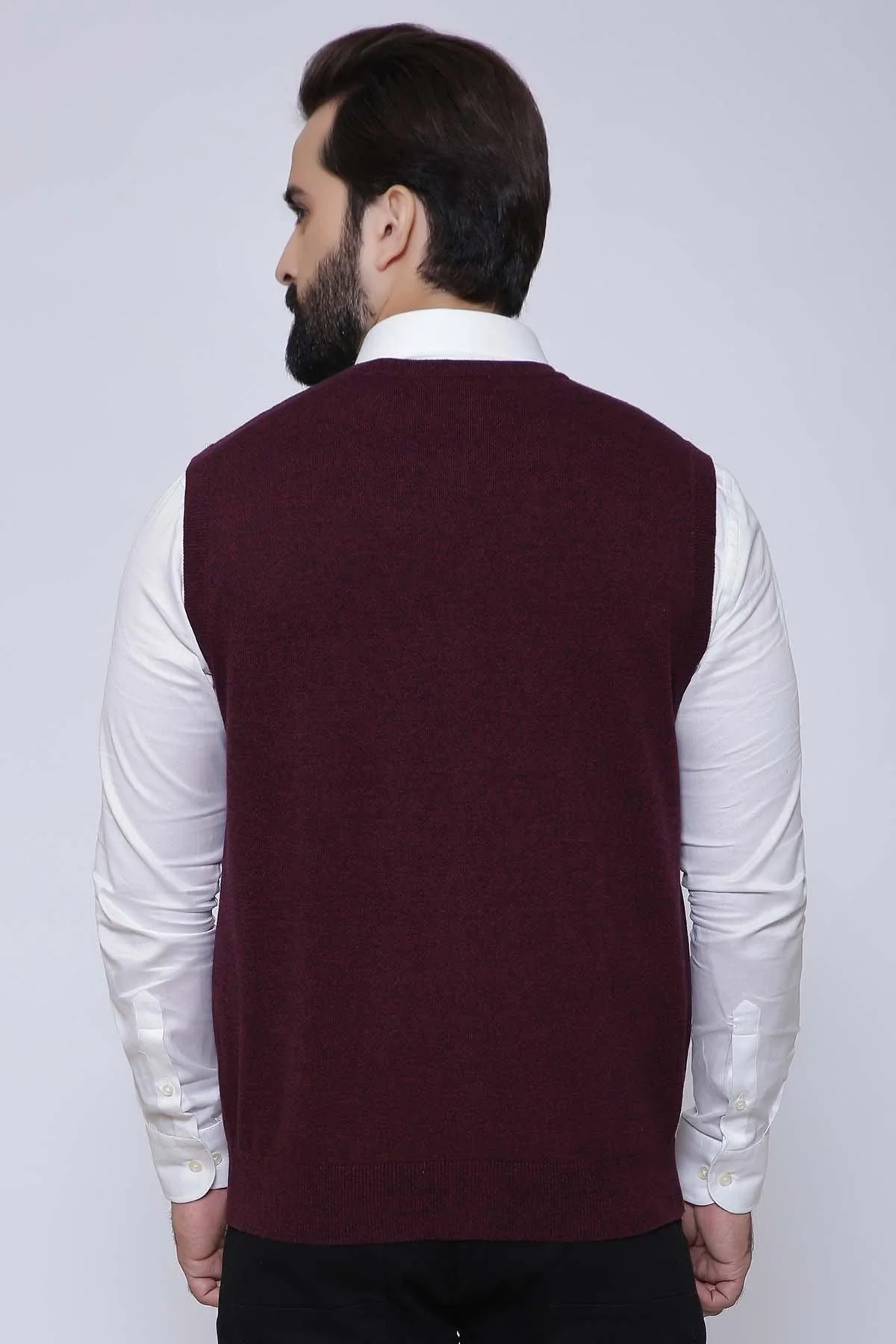SWEATER CARDIGAN SLEEVE LESS MAROON - Image 2