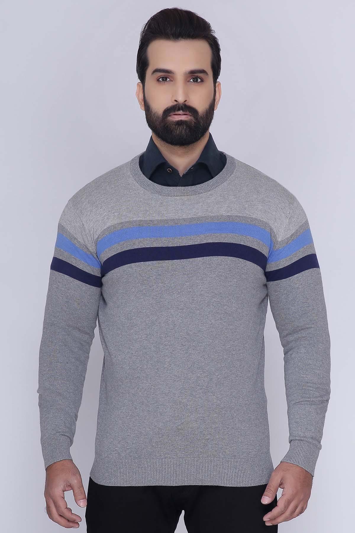 SWEATER ROUND NECK FULL SLEEVE GREY