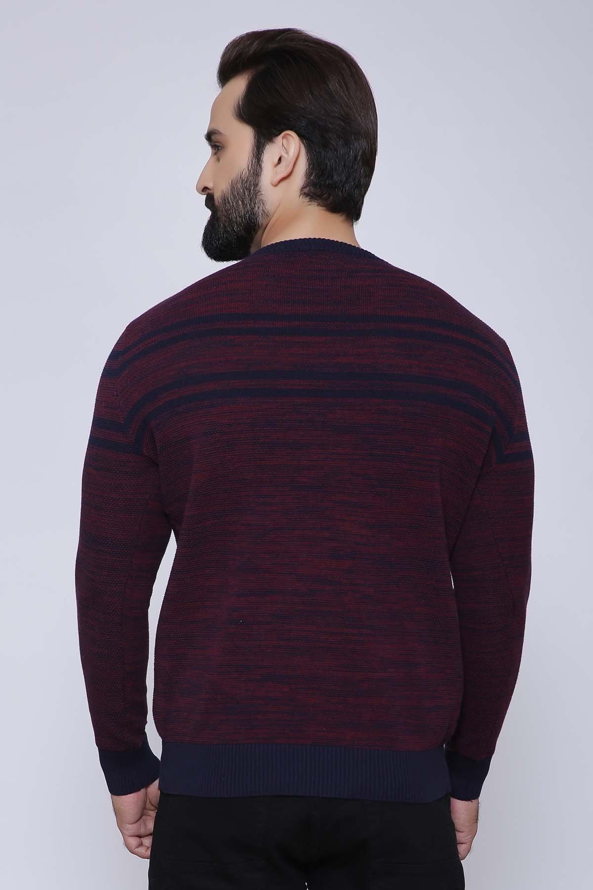 SWEATER ROUND NECK FULL SLEEVE MAROON NAVY - Image 2