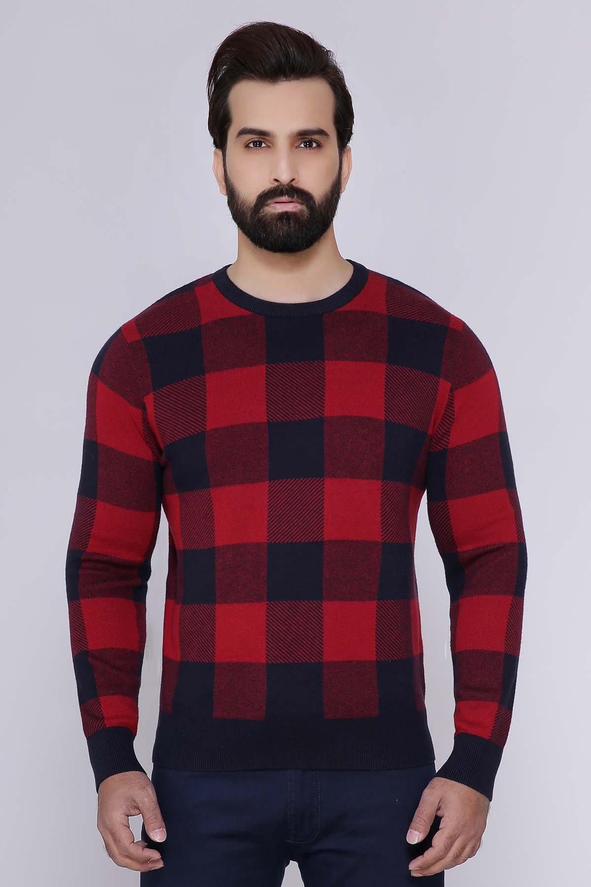 SWEATER ROUND NECK FULL SLEEVE MAROON NAVY