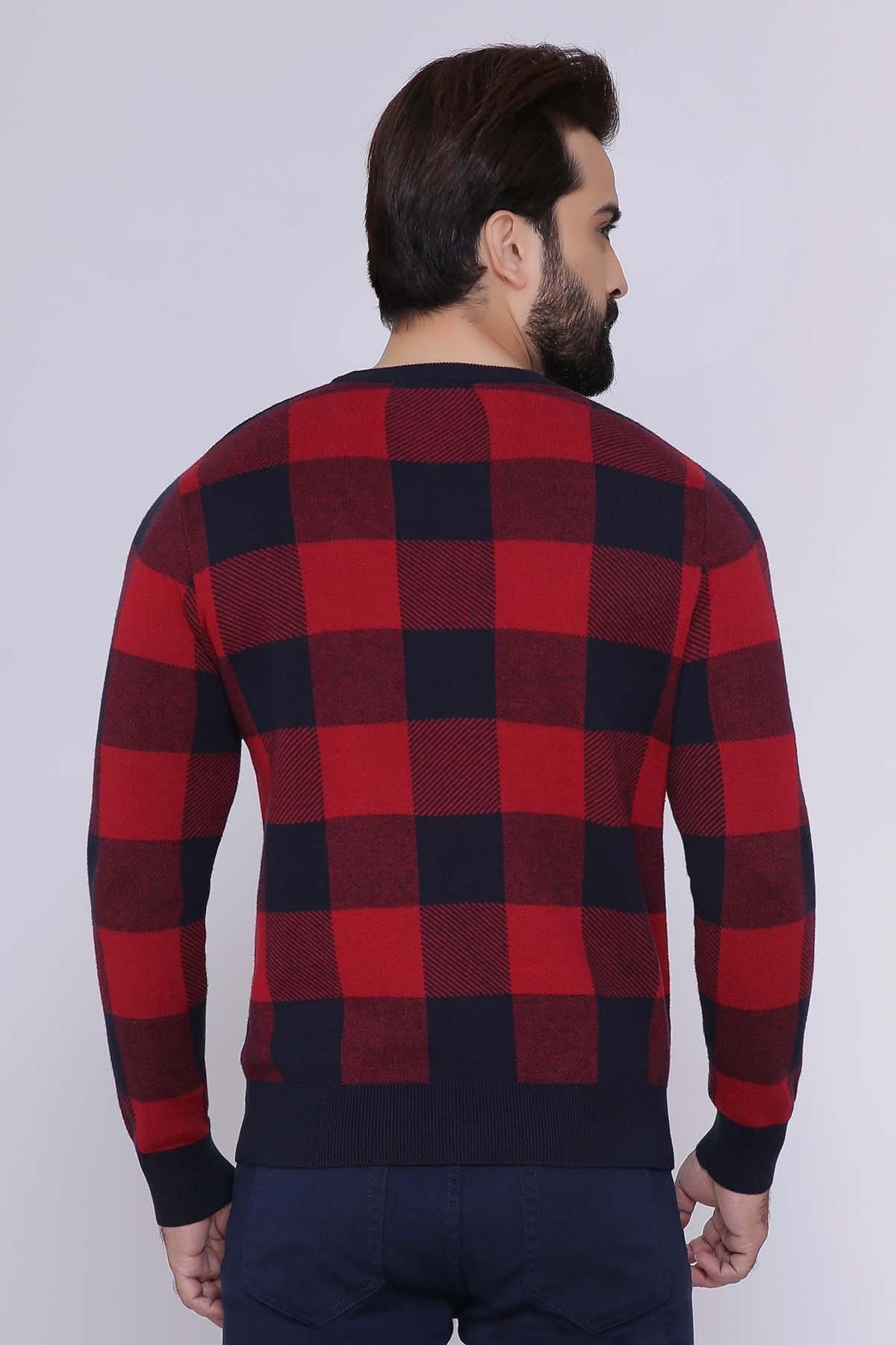 SWEATER ROUND NECK FULL SLEEVE MAROON NAVY - Image 2