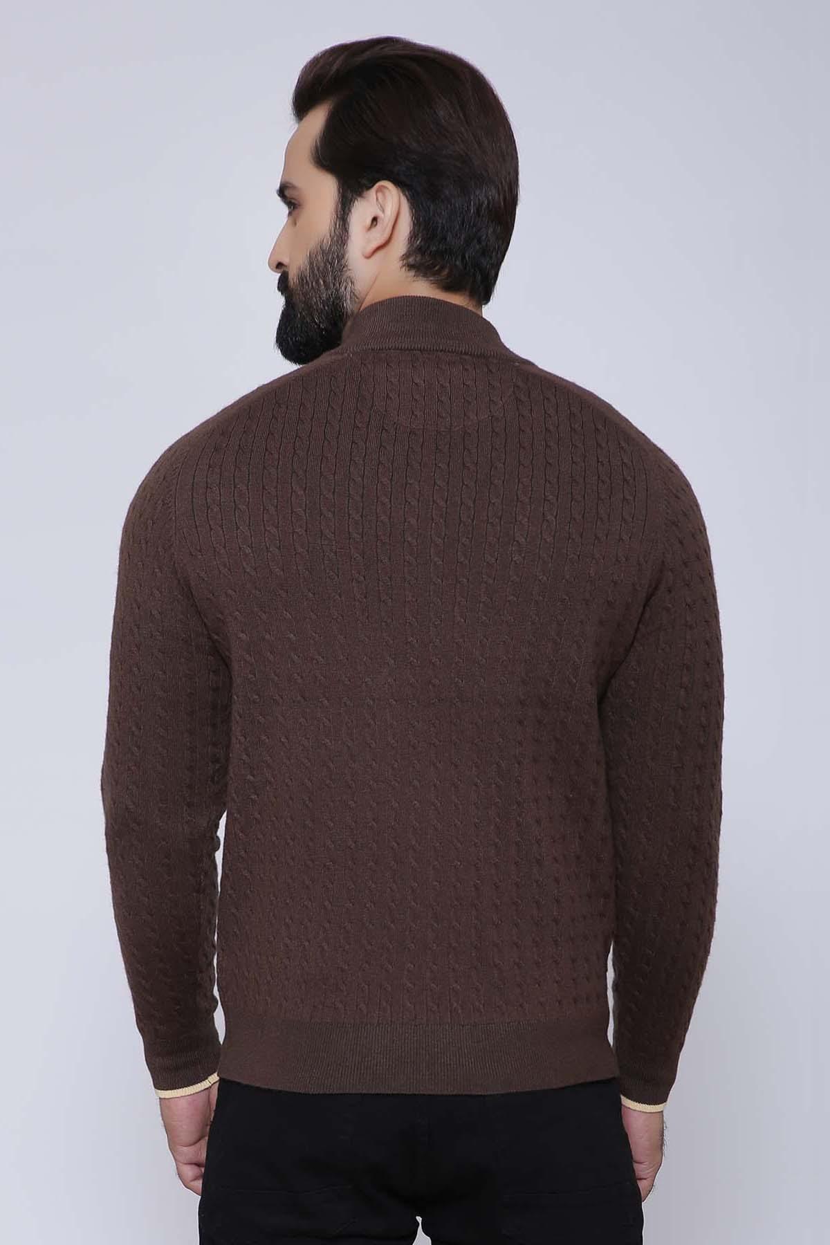 SWEATER ZIPPER FULL SLEEVE BROWN - Image 2