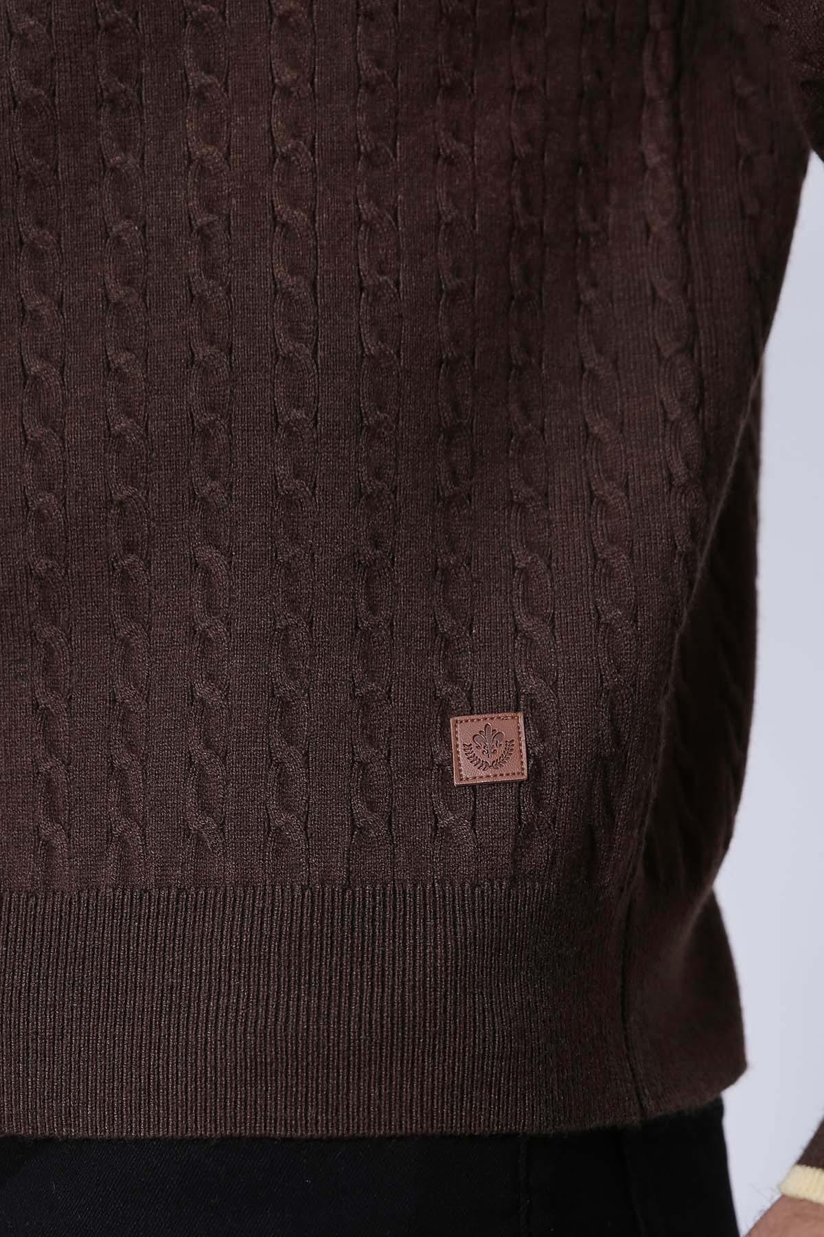 SWEATER ZIPPER FULL SLEEVE BROWN - Image 3