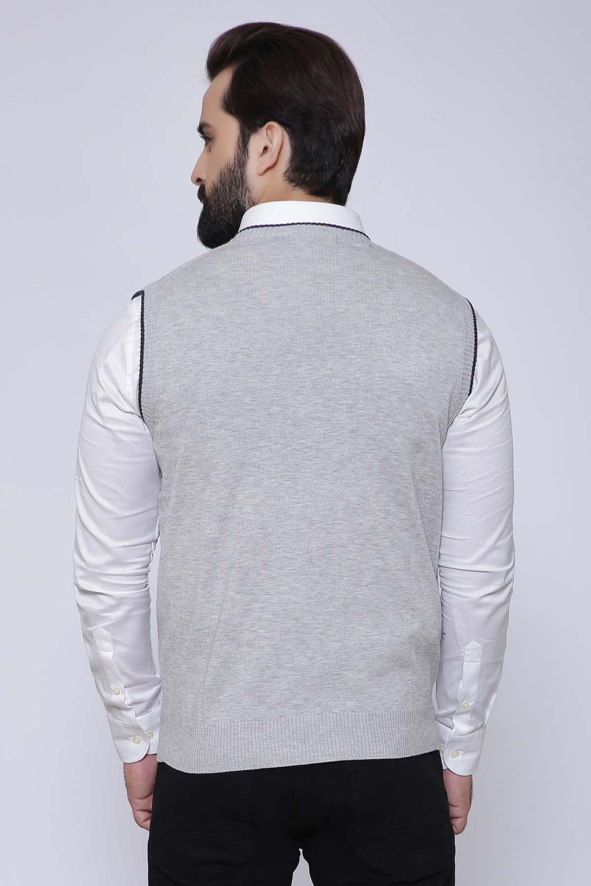SWEATER V NECK SLEEVE LESS LIGHT GREY - Image 2