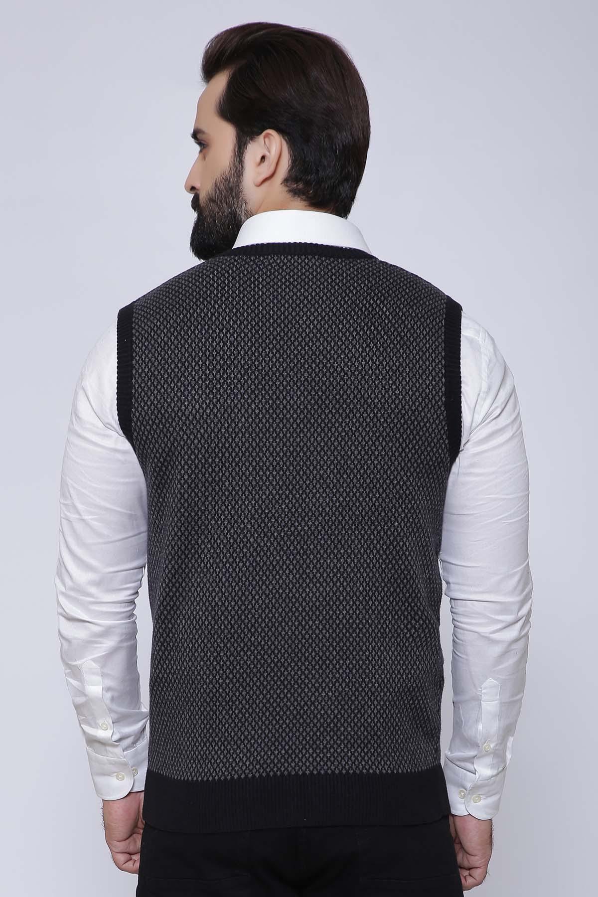 SWEATER V NECK SLEEVE LESS BLACK GREY - Image 2