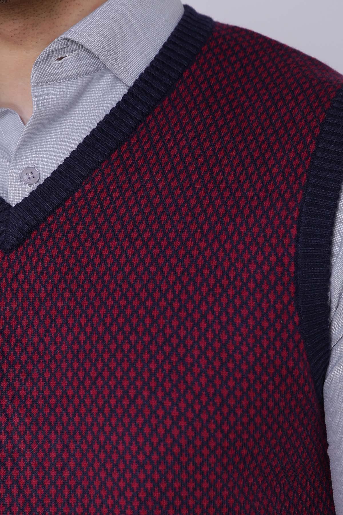SWEATER V NECK SLEEVE LESS MAROON NAVY - Image 3