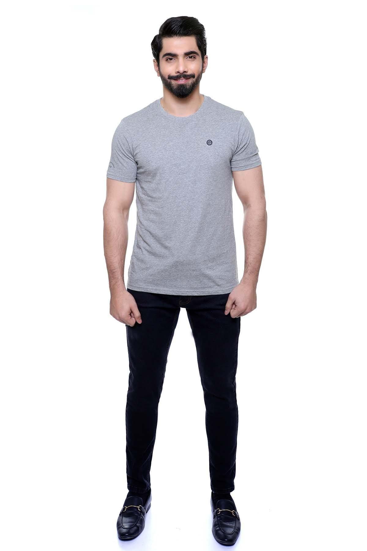 T SHIRT ROUND  NECK PLANE FABRIC GREY