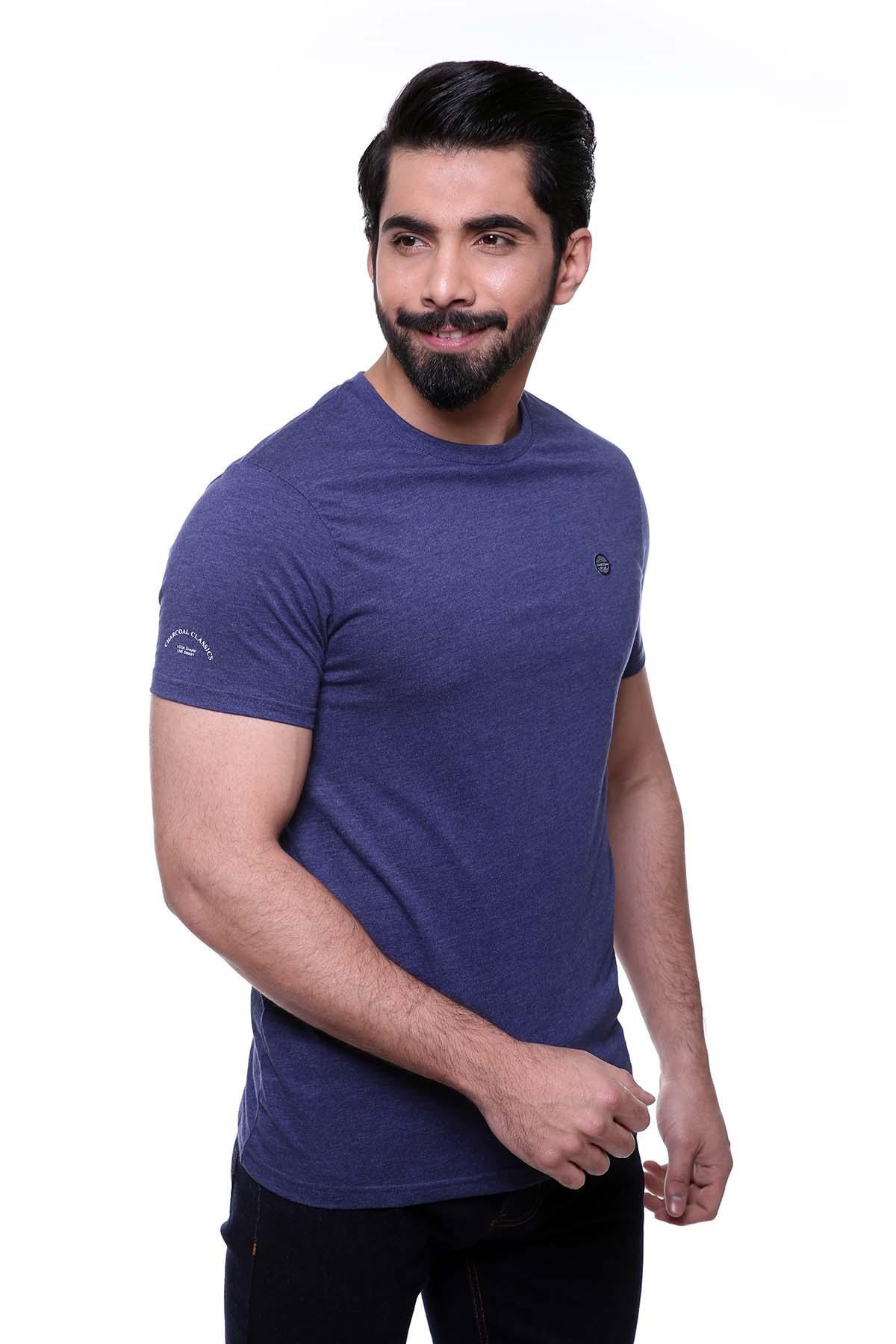 T SHIRT ROUND  NECK PLANE FABRIC NAVY - Image 2
