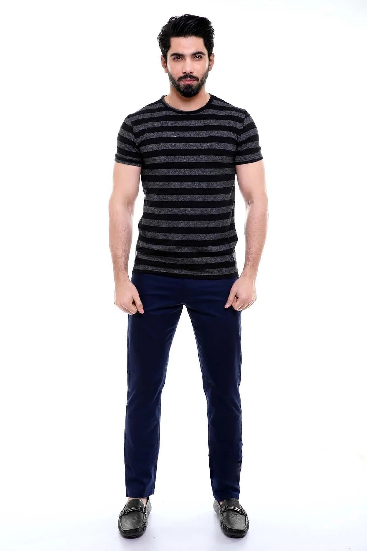 T SHIRT ROUND NECK BLACK GREY