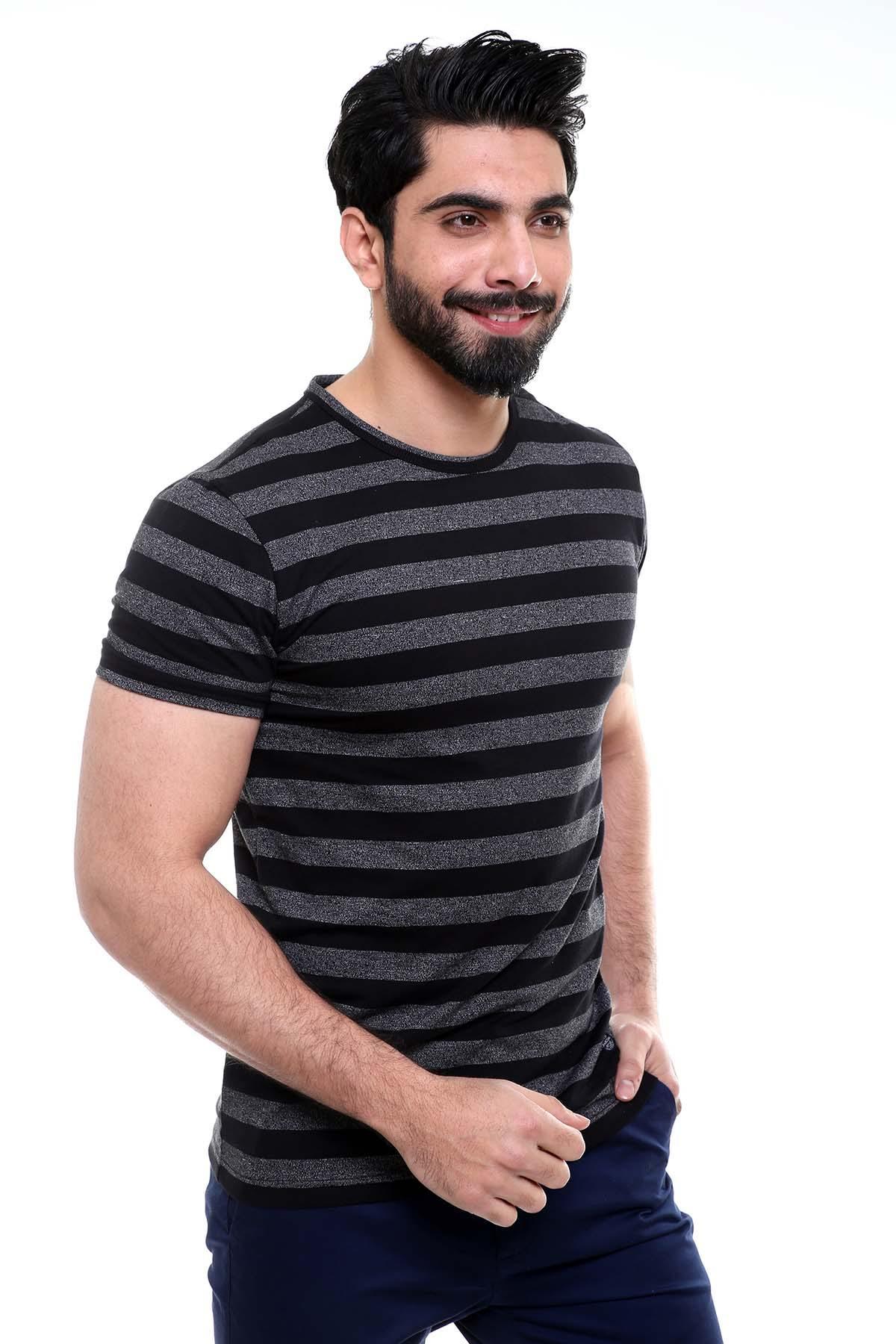T SHIRT ROUND NECK BLACK GREY - Image 2