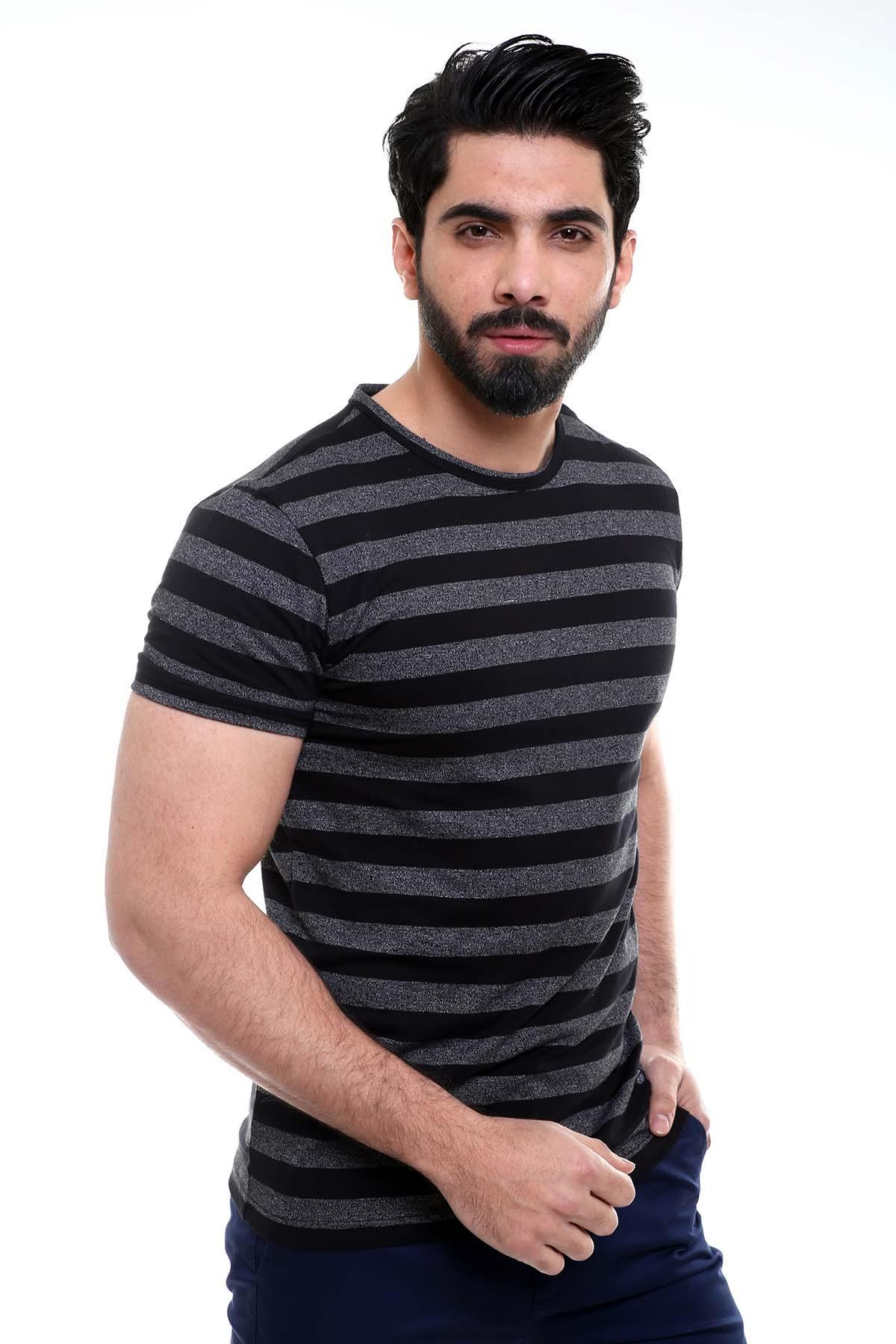 T SHIRT ROUND NECK BLACK GREY - Image 3