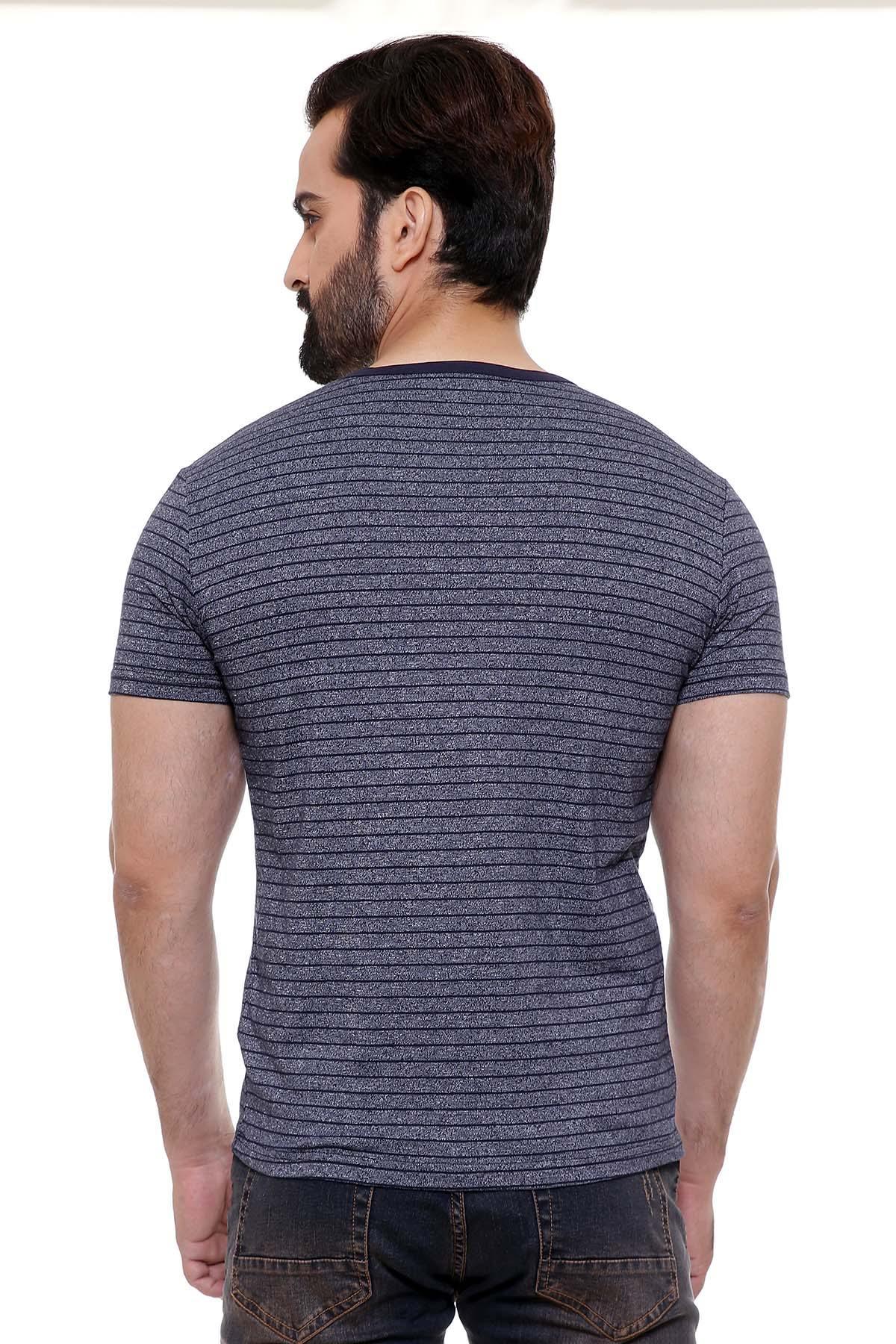 T SHIRT V NECK NAVY GREY - Image 2