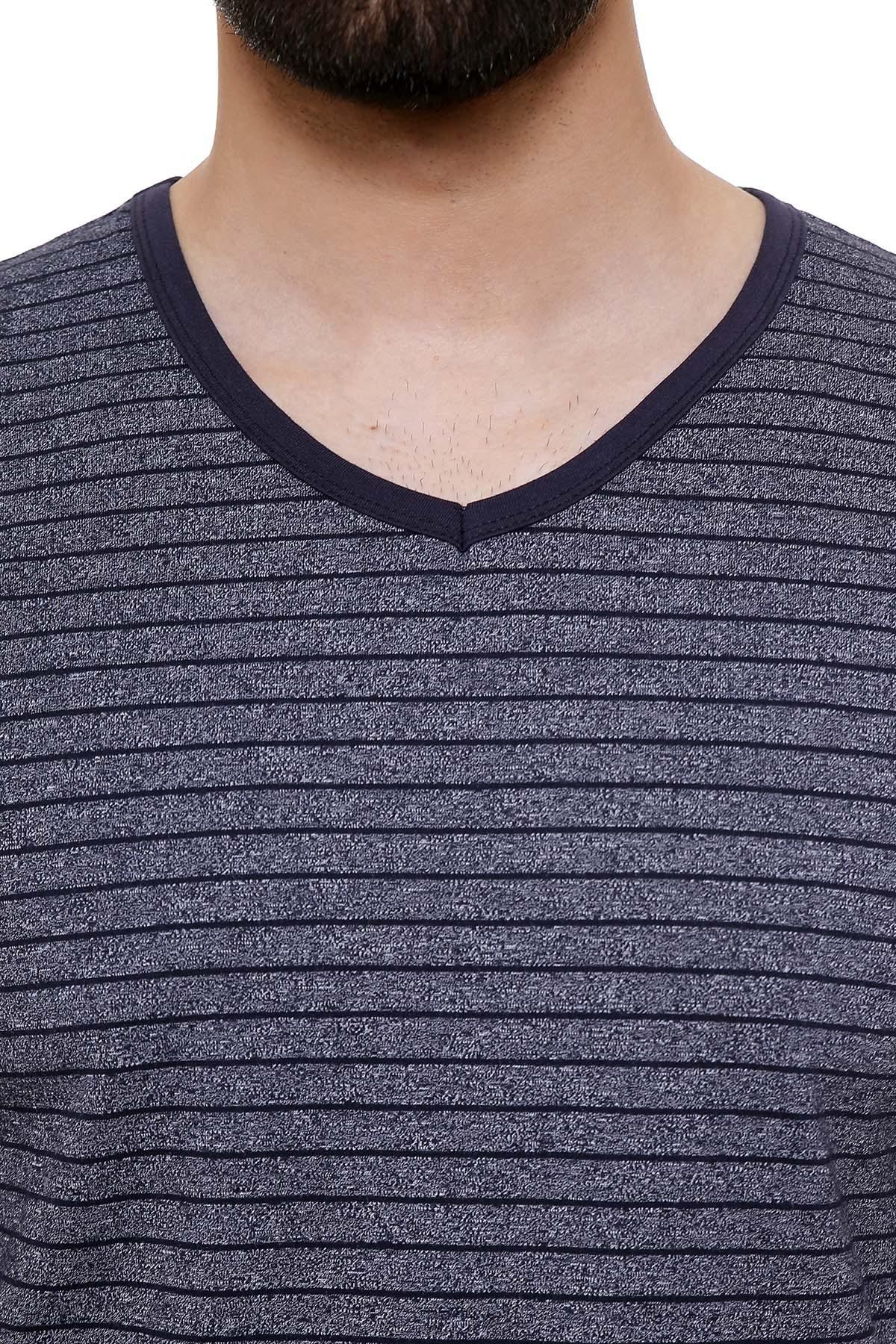 T SHIRT V NECK NAVY GREY - Image 3