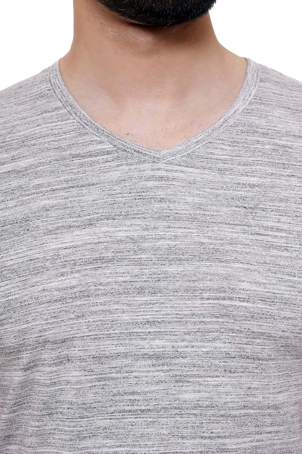 T SHIRT V NECK LIGHT GREY - Image 3