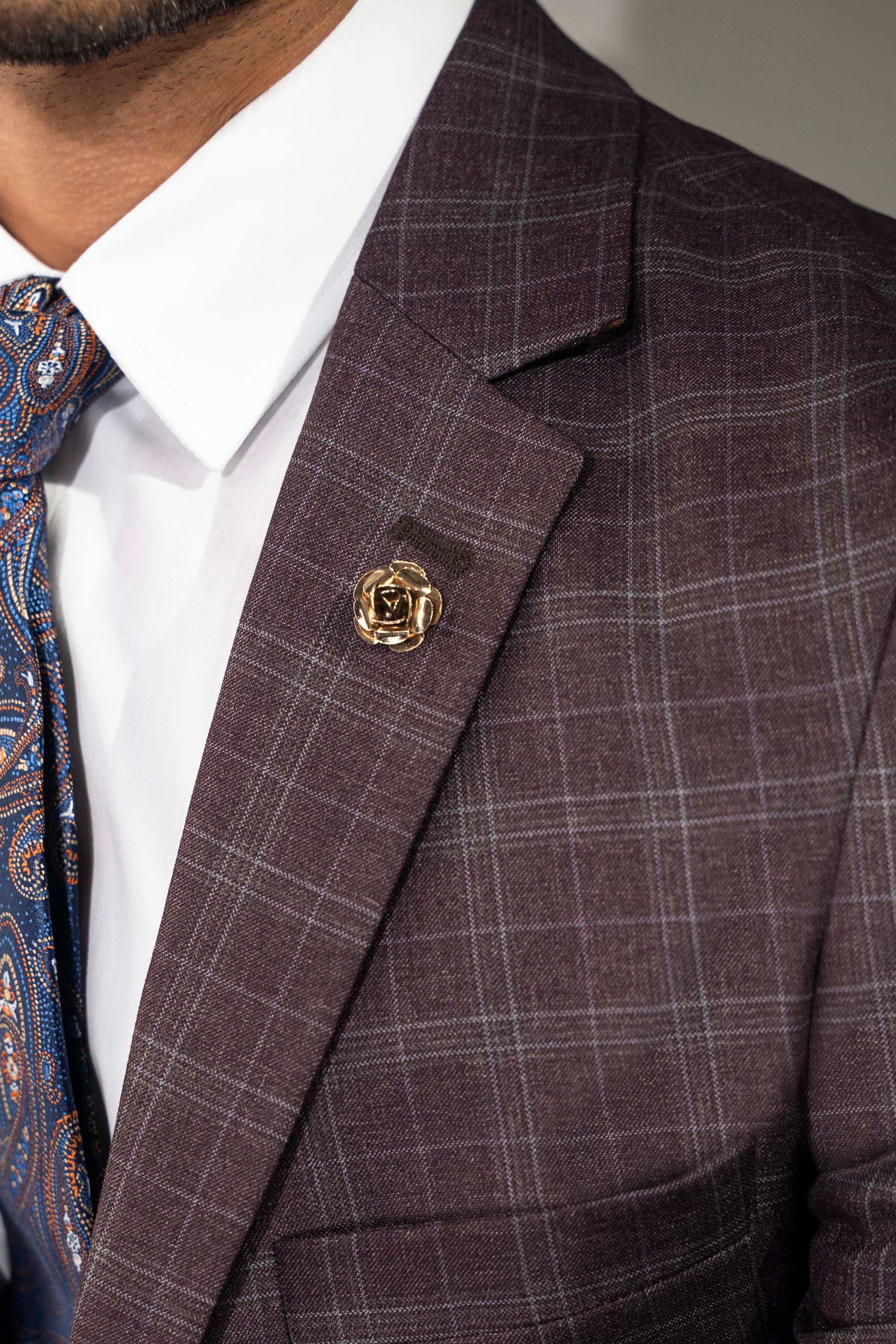 2 PIECE PREMIUM  SUIT  MAROON GREY - Image 3