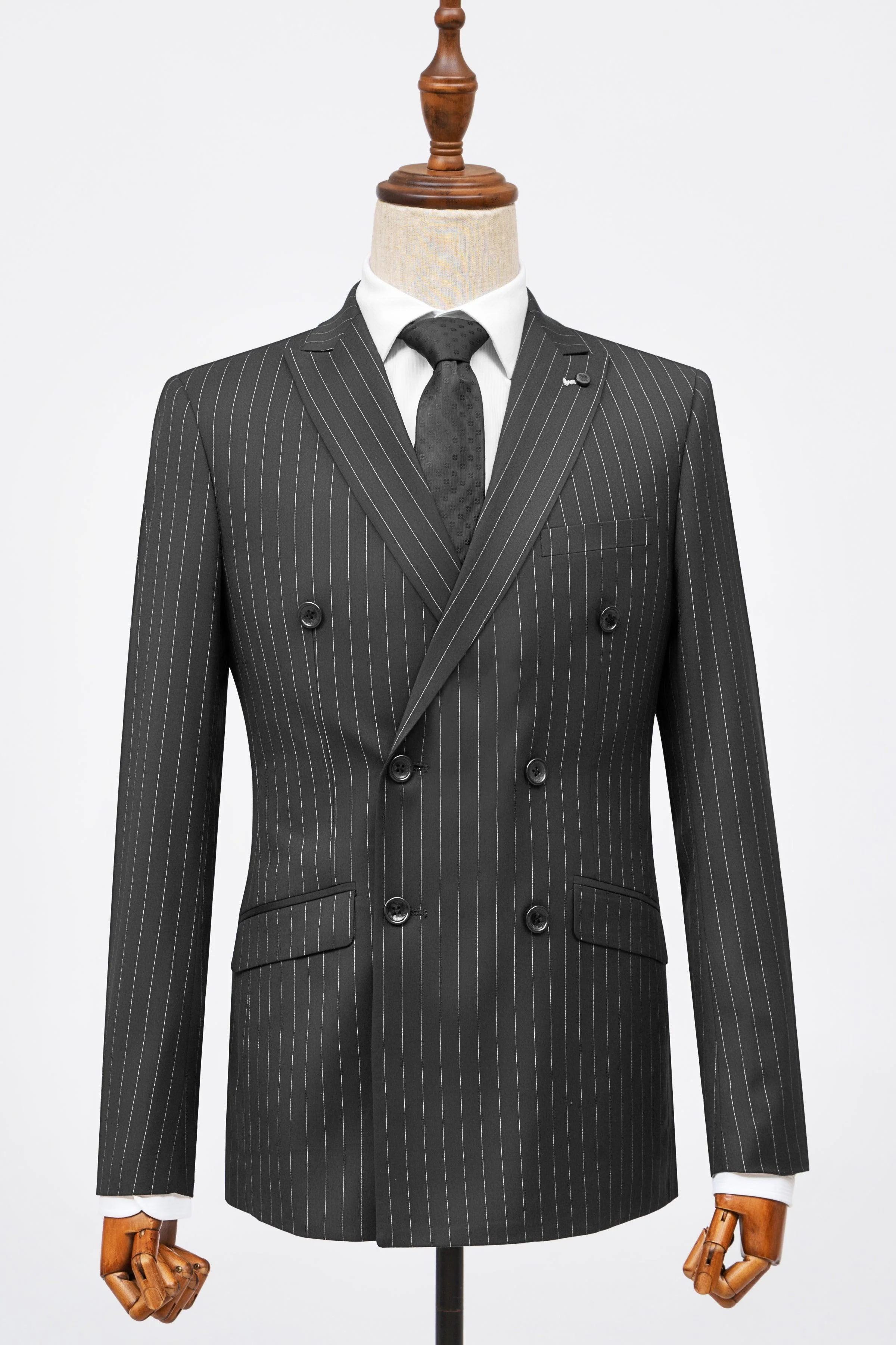 2 PIECE SUIT SLIM FIT DOUBLE BREAST BLACK