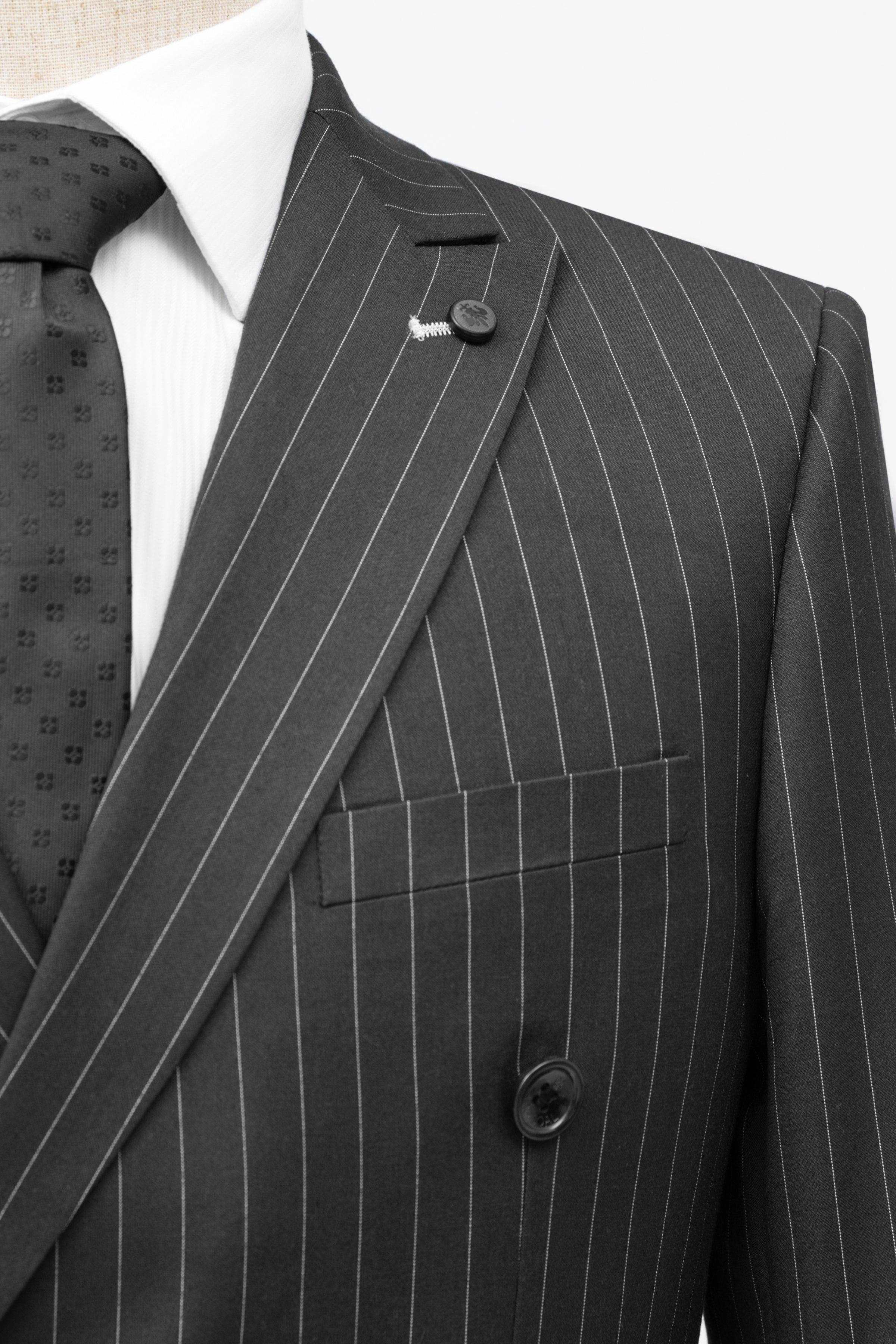 2 PIECE SUIT SLIM FIT DOUBLE BREAST BLACK - Image 2