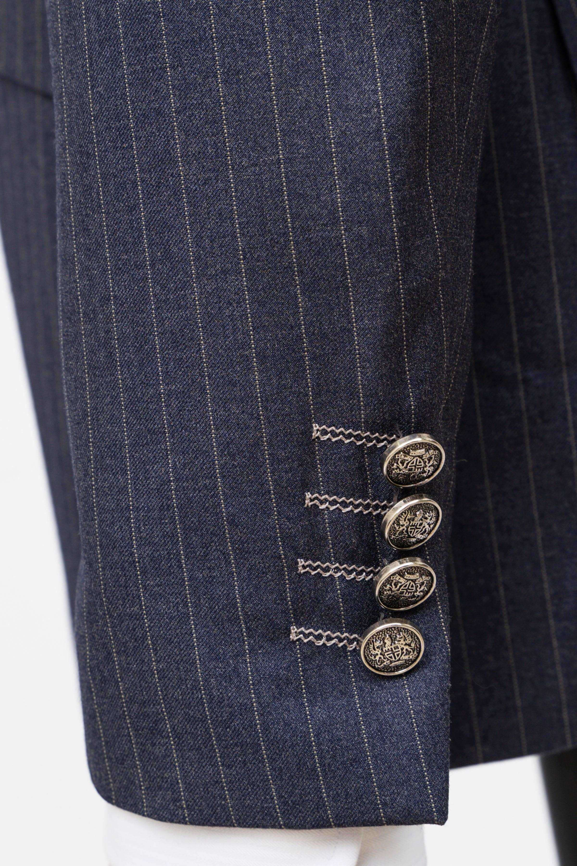 2 PIECE SUIT SLIM FIT DOUBLE BREAST NAVY GREY - Image 3